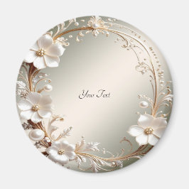 Sierlijk Witte Bloem Frame Magneet