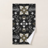 Sierlijk zwart en wit bloempatroon bad handdoek (Handdoek)