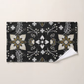 Sierlijk zwart en wit bloempatroon bad handdoek (Handdoek)