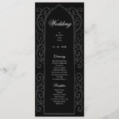 Sierlijk zwart en wit gotisch huwelijksprogramma menu (Voorkant)