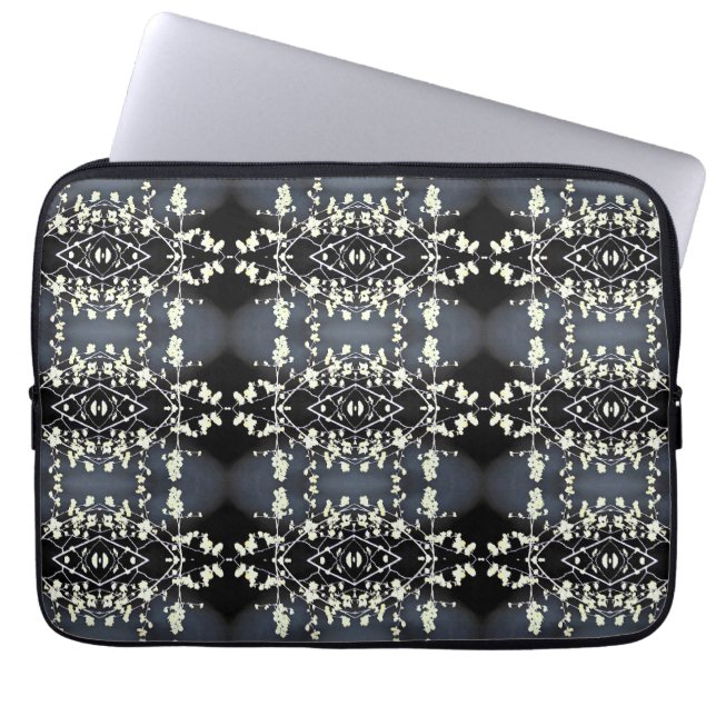 Sierlijk zwart-witpatroon laptop sleeve (Voorkant)