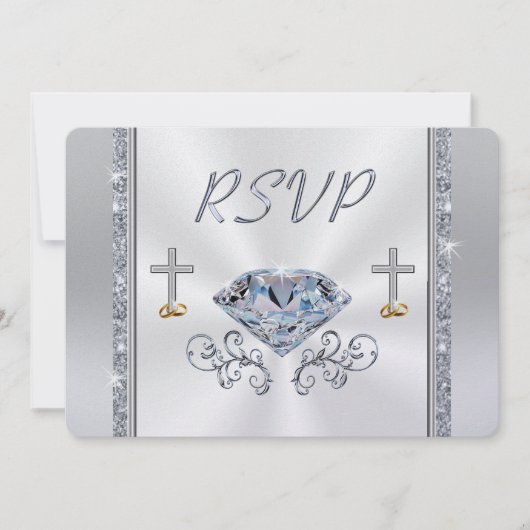 Sierlijke aanpasbare christelijke diamant RSVP-kaa Kaart (Voorkant)