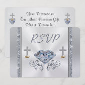 Sierlijke aanpasbare christelijke diamant RSVP-kaa Kaart (Voorkant / Achterkant)