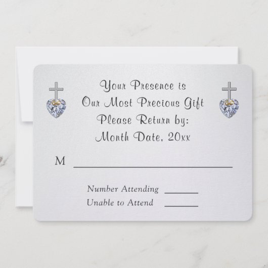 Sierlijke aanpasbare christelijke diamant RSVP-kaa Kaart (Achterkant)