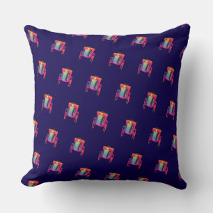 Sierlijke abstracte stoel diagonaal donkerblauw kussen