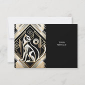 Sierlijke Abstracte Zwarte Kat Dankkaart Bedankkaart (Achterkant)