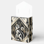 Sierlijke Abstracte Zwarte Kat Kat Favorieten Doos Bedankdoosjes (Geopend)