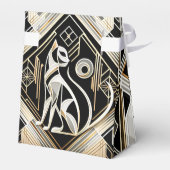 Sierlijke Abstracte Zwarte Kat Kat Favorieten Doos Bedankdoosjes (Achterkant)