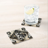 Sierlijke Abstracte Zwarte Kat Papieren Coaster Kartonnen Onderzetters (Insitu)