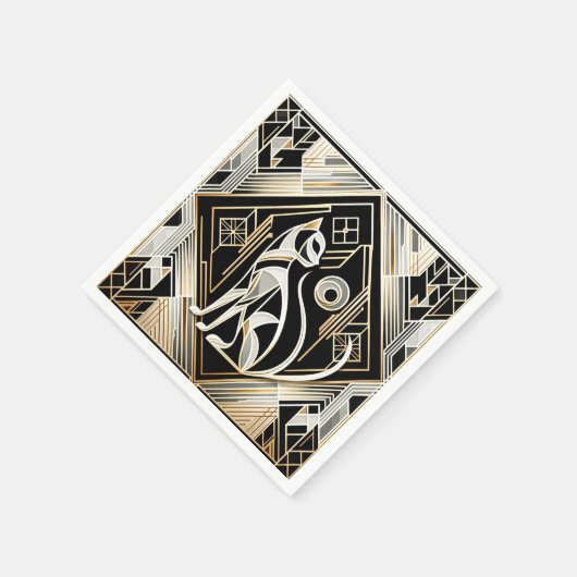 Sierlijke Abstracte Zwarte Kat Servetten (Hoek)