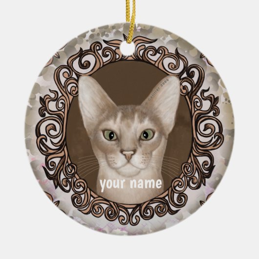 Sierlijke Abyssijnse Kat Ornament (Voorkant)