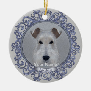 Sierlijke Airedale-versiering Keramisch Ornament