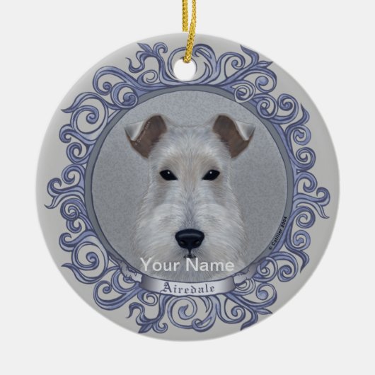 Sierlijke Airedale-versiering Keramisch Ornament (Voorkant)
