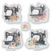 Sierlijke antieke naaimachines met bloemen sticker (Voorkant)
