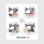 Sierlijke antieke naaimachines met bloemen sticker (Vel)