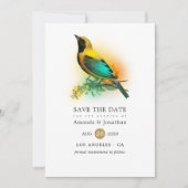 Sierlijke antieke vogelkooi kant bruiloft save the date (Voorkant)