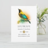 Sierlijke antieke vogelkooi kant bruiloft save the date (Staand voorkant)