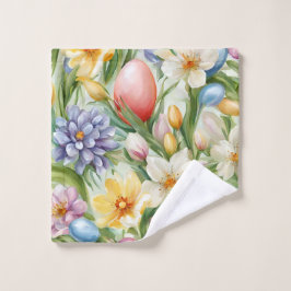 Sierlijke appelbloesem, tulpen en paaseieren bad handdoek