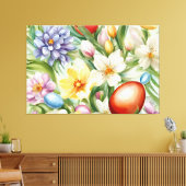 Sierlijke appelbloesem, tulpen en paaseieren canvas afdruk (Insitu (Woonkamer))