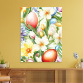Sierlijke appelbloesem, tulpen en paaseieren canvas afdruk (Insitu (Woonkamer))