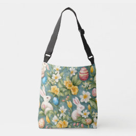 Sierlijke appelbloesem, tulpen en paaseieren crossbody tas