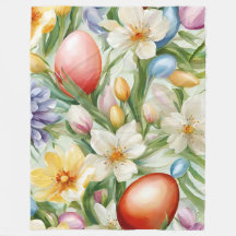 Sierlijke appelbloesem, tulpen en paaseieren