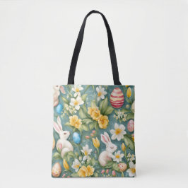 Sierlijke appelbloesem, tulpen en paaseieren tote bag