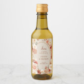 Sierlijke aquarel bloemen herfstkleuren koperen bl wijn etiket (Voorkant)