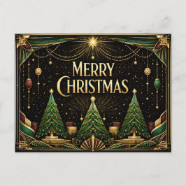Sierlijke Art Deco Kerstbomen Feestdagenkaart