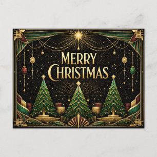 Sierlijke Art Deco Kerstbomen Feestdagenkaart