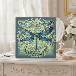 Sierlijke Art Nouveau Libelle Pat#12 Blauw ID1222 Tegeltje