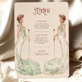Sierlijke Art Nouveau Wedding Menu Kaart