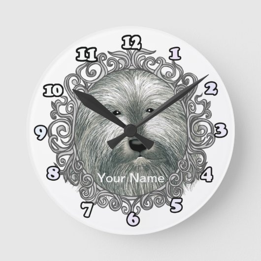Sierlijke Bearded Collie Ronde Klok (Voorkant)