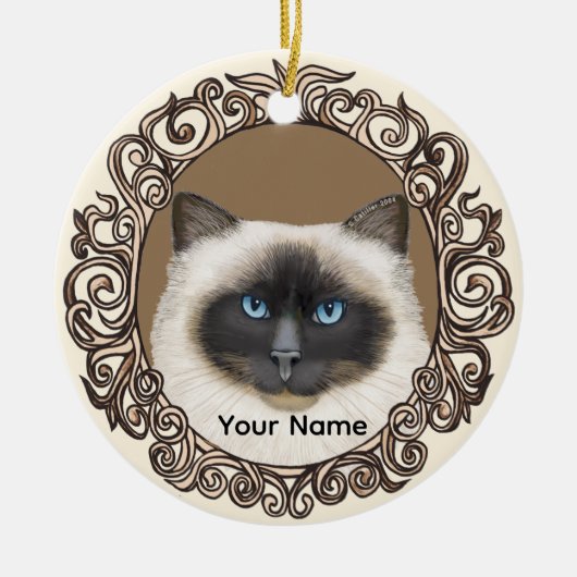 Sierlijke Birman Kat Ornament (Voorkant)