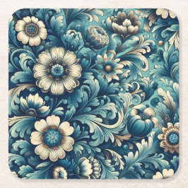 Sierlijke blauwe bloemenpapier onderzetters  Meer 