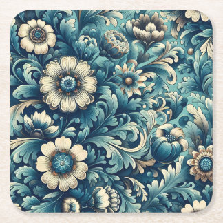 Sierlijke blauwe bloemenpapier onderzetters Meer