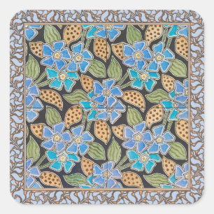 Sierlijke Blauwe Ereprijs Bloemrijke Klassieke Art Vierkante Sticker