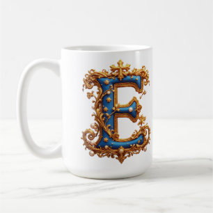 Sierlijke Blauwe Letter E Koffiemok