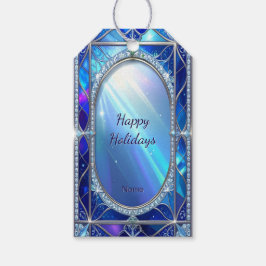 Sierlijke blauwe patroon cadeaukaart cadeaulabel