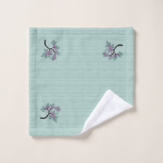 Sierlijke Bloeiende Boom Groen + Plum Badhanddoek Bad Handdoek (Wasdoekje)