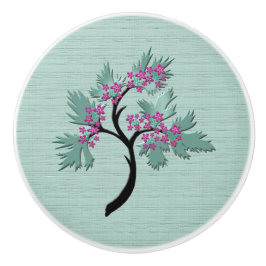 Sierlijke Bloeiende Boom Groen + Plum Keramische K Keramische Knop