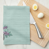 Sierlijke bloeiende boom groen + pruim theedoek (Quarter Fold)