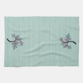 Sierlijke bloeiende boom groen + pruim theedoek (Horizontaal)