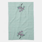 Sierlijke bloeiende boom groen + pruim theedoek (Verticaal)