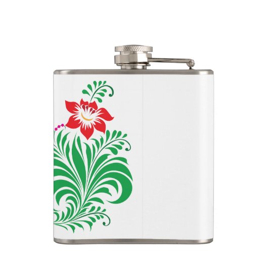 Sierlijke Bloem Bloem Ontwerp – Elegant Heupfles (Achterkant)