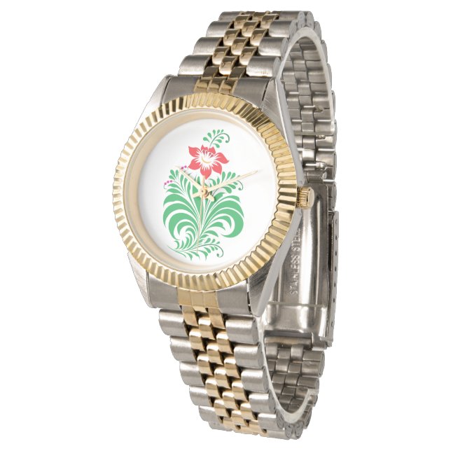 Sierlijke Bloem Ontwerp – Elegant Horloge (Gekanteld)