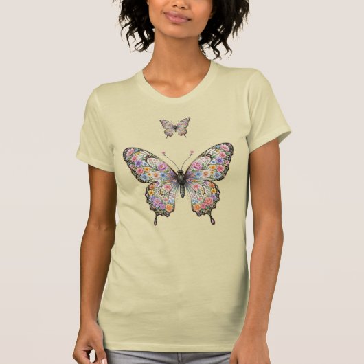 Sierlijke Bloem Vlinder T-shirt (Voorkant)
