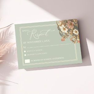 Sierlijke bloemen bruiloft uitnodiging RSVP kaart