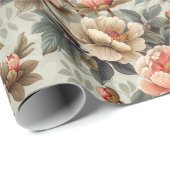  sierlijke bloemen cadeaupapier (Rol Hoek)