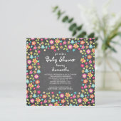 Sierlijke Bloemen Chalkboard Baby Douche Uitnodigi Kaart (Staand voorkant)